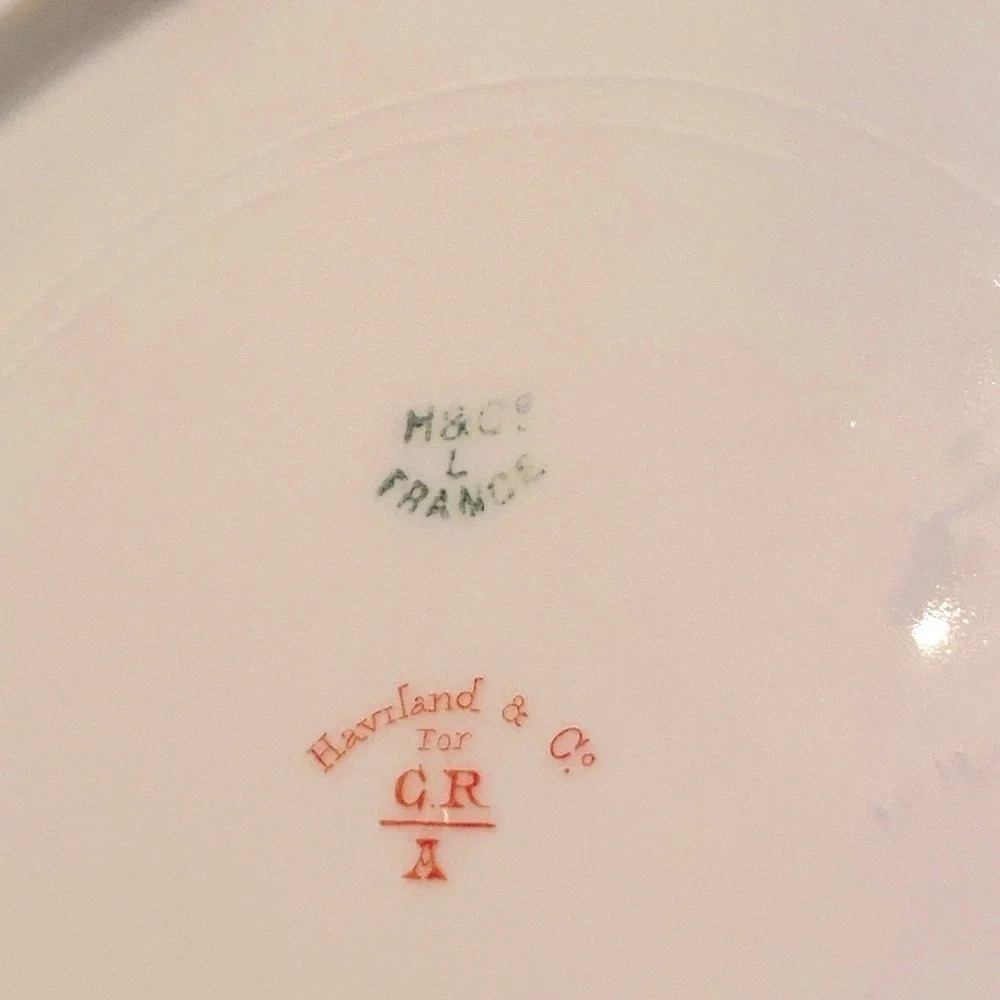 Antique Haviland Green and Gold Scalloped Dinnerware Plates 2